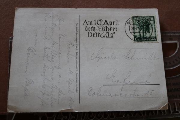 alte Postkarte - Wahlkampf - Portrait Adolf Hitler und das Deutsche Reich - 1938